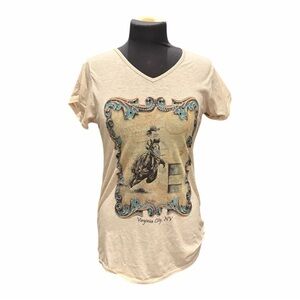 Y2K Western Rodeo Graphic Tee Made in USA Virginia City NV Small